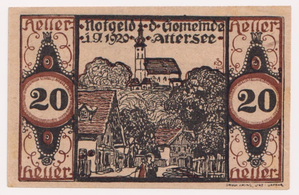 אוסטריה אטרזה 20 הלר נוטגלד, שנה 1920